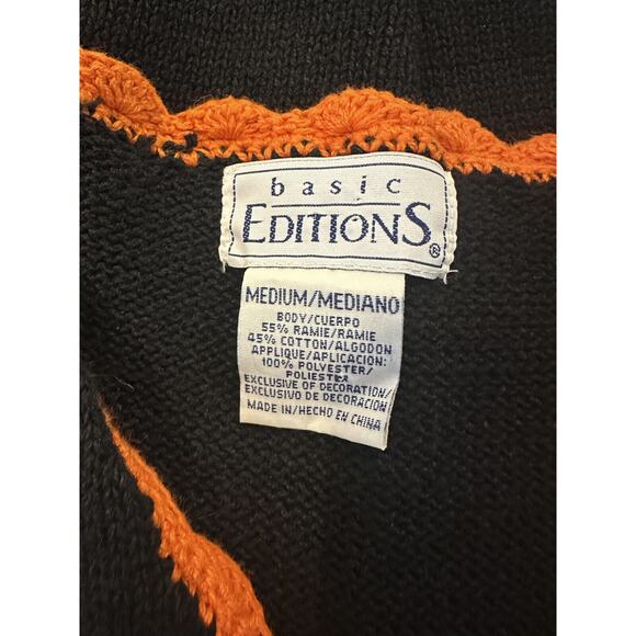 Vintage Basic Editions Halloween Vest Knit Sweater Bear Ghost & Pumpkin Medium - Picture 7 of 9